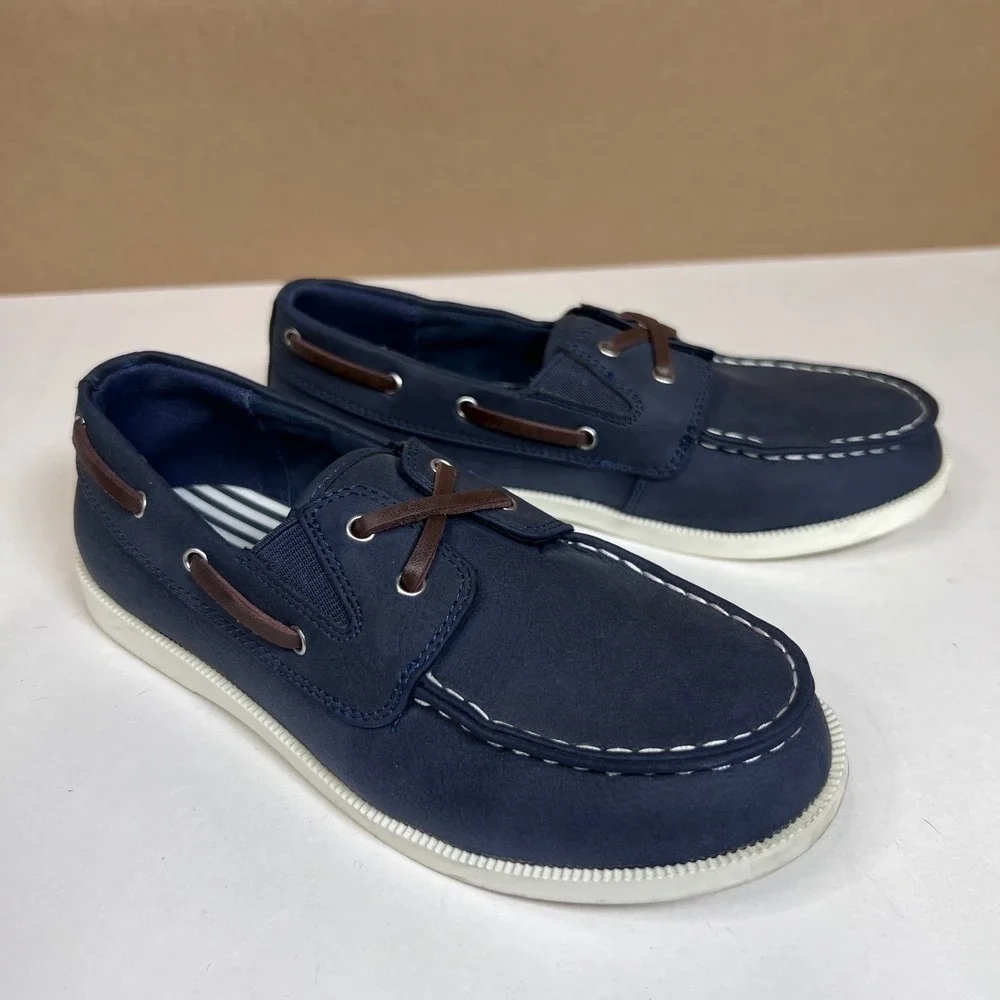 J.Crew Kids Navy Blue Boat Shoes Loafers Slip On Size 1 Preppy